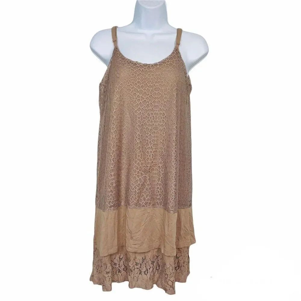 Kenar Womens Shift Dress Size S Beige Taupe Lace Sleeveless Summer Casual